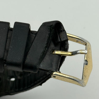 Citizen Ladies Quartz Watch Gold Tone White Dial Black Strap Japan Working 33mm