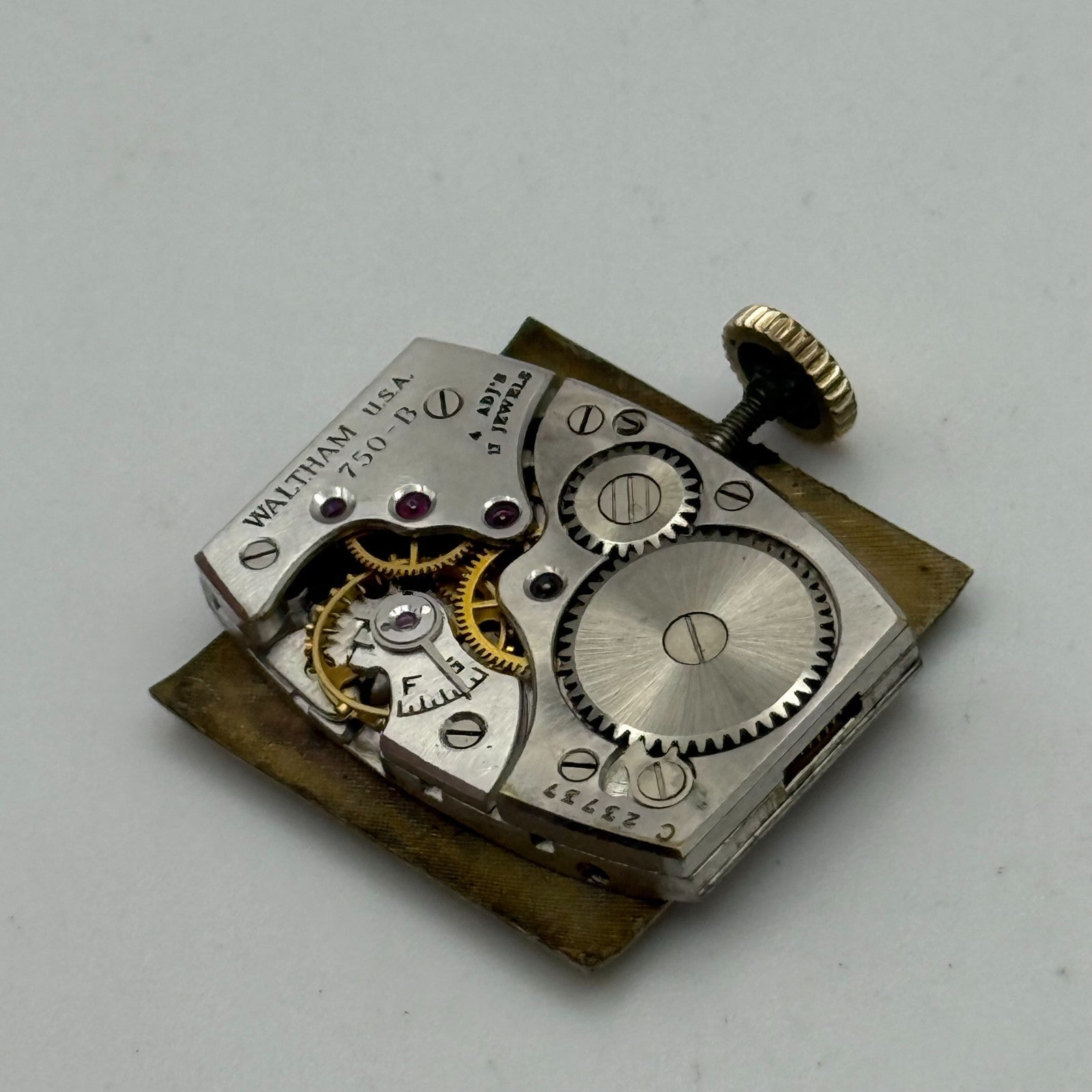Waltham 750-B American Tank Rectangle Sub Seconds Watch Movement Parts Repair