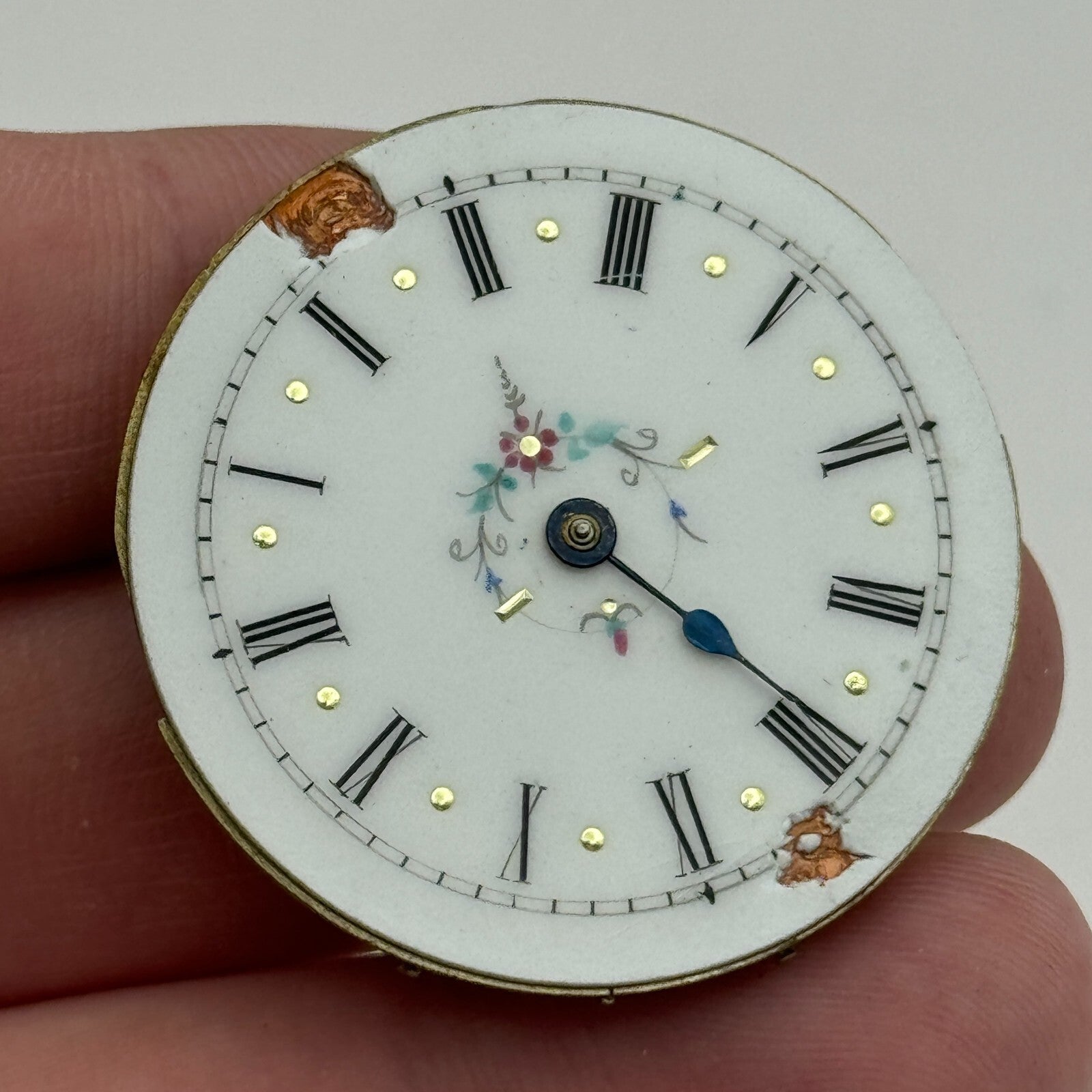 36.1mm Antique Beautiful Porcelain Dial Key Wound Pocket Watch Movement PARTS