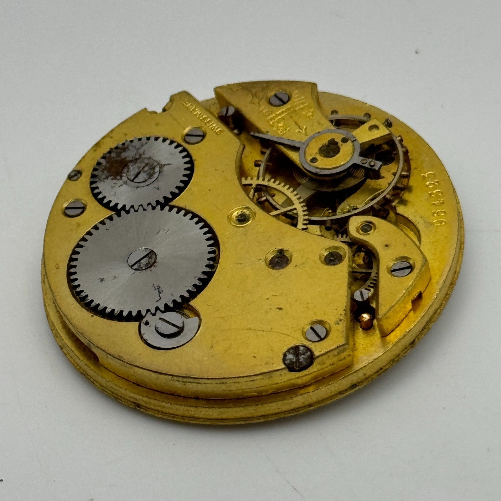 42.7mm Unidentified Swiss Sub Seconds Open Face Pocket Watch Movement PARTS