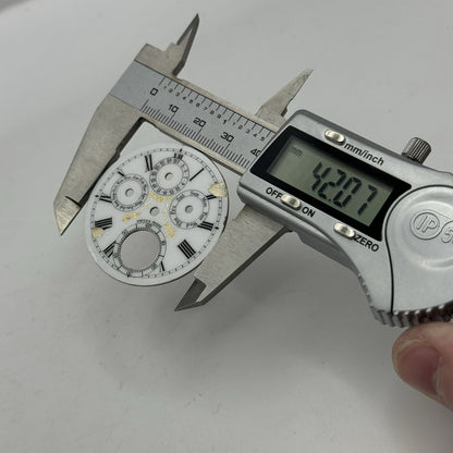 42mm Triple Date Full Calendar Porcelain Patterned Pocket Watch Dial Spares