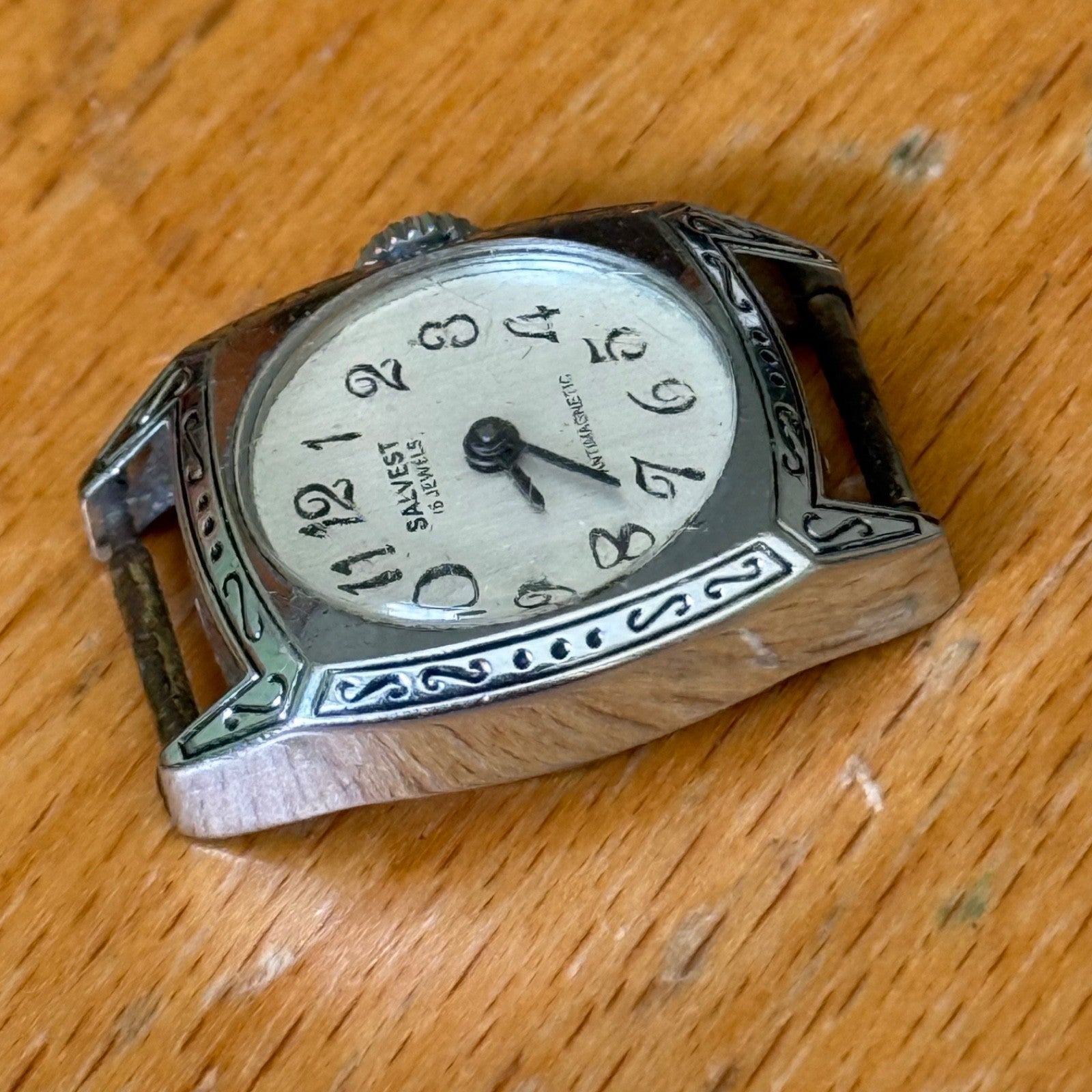 20mm Vintage Salvest 15J Cattin C64 .C Art Deco Case Manual Wind Watch PARTS