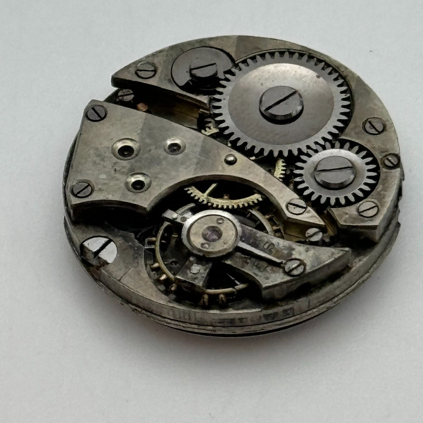 23.6mm Unidentified Porcelain Dial Trench Watch Movement Manual Wind FOR PARTS