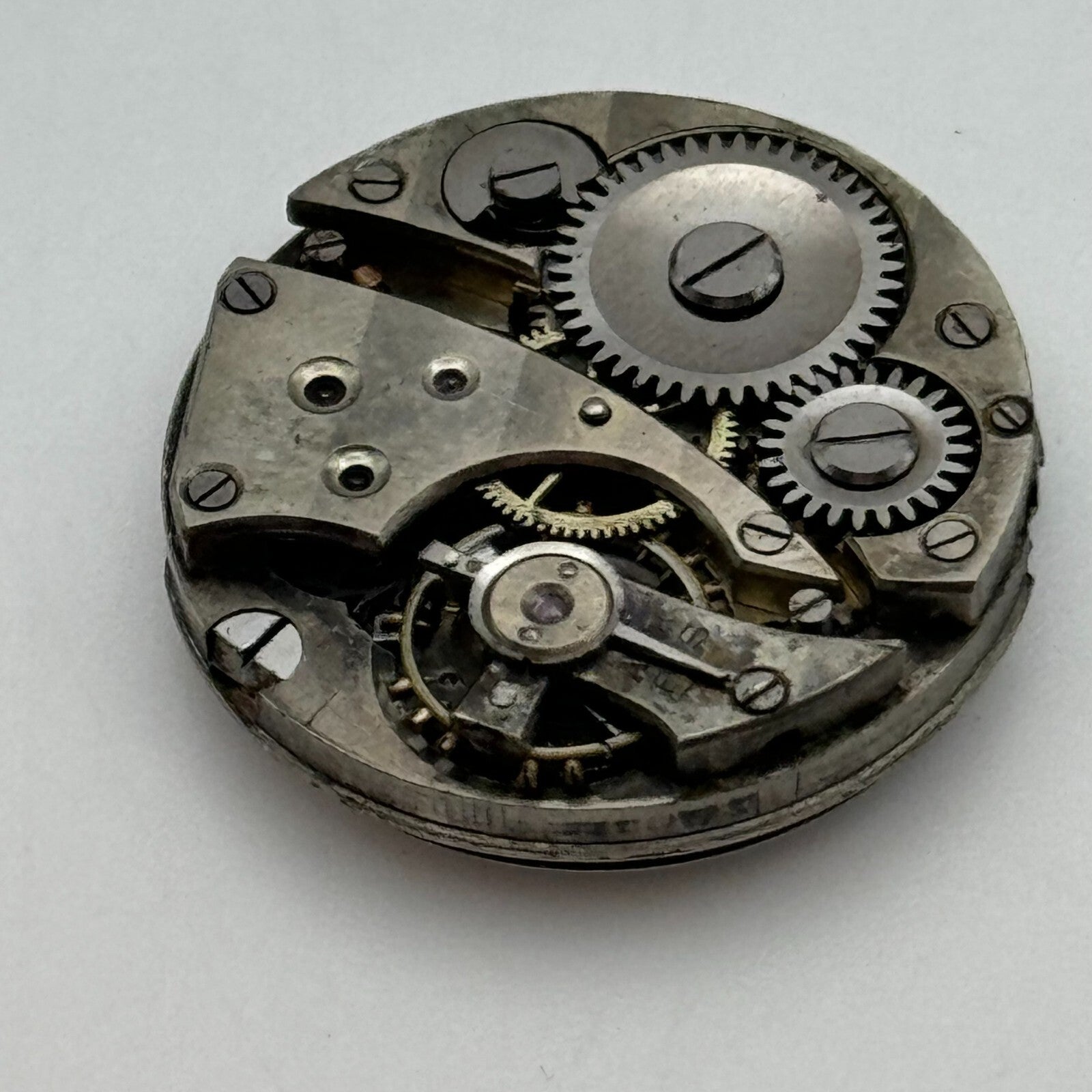 23.6mm Unidentified Porcelain Dial Trench Watch Movement Manual Wind FOR PARTS