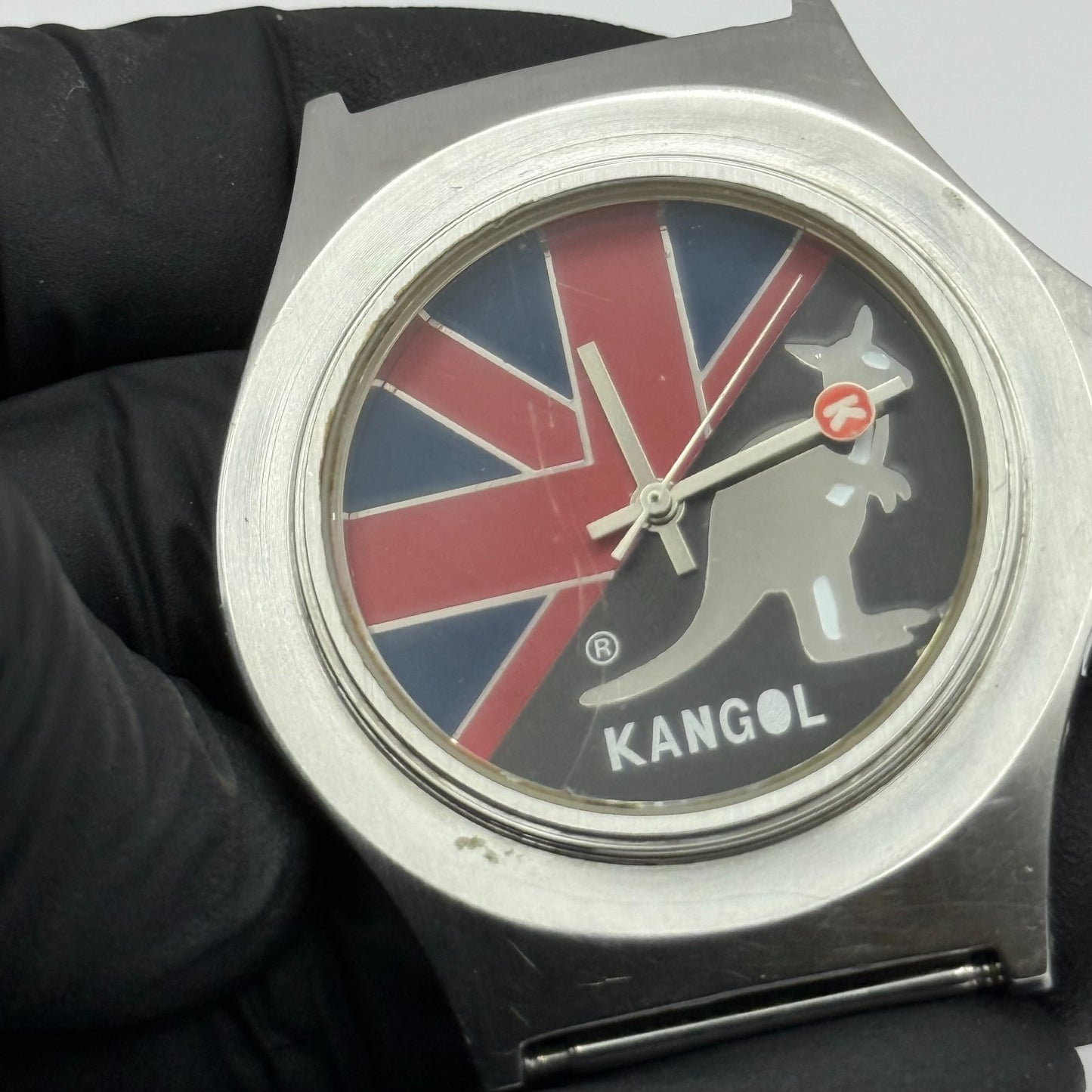 Vintage Kangol Men’s Quartz Watch Kangaroo Silver Tone 100 Metre Working 40mm