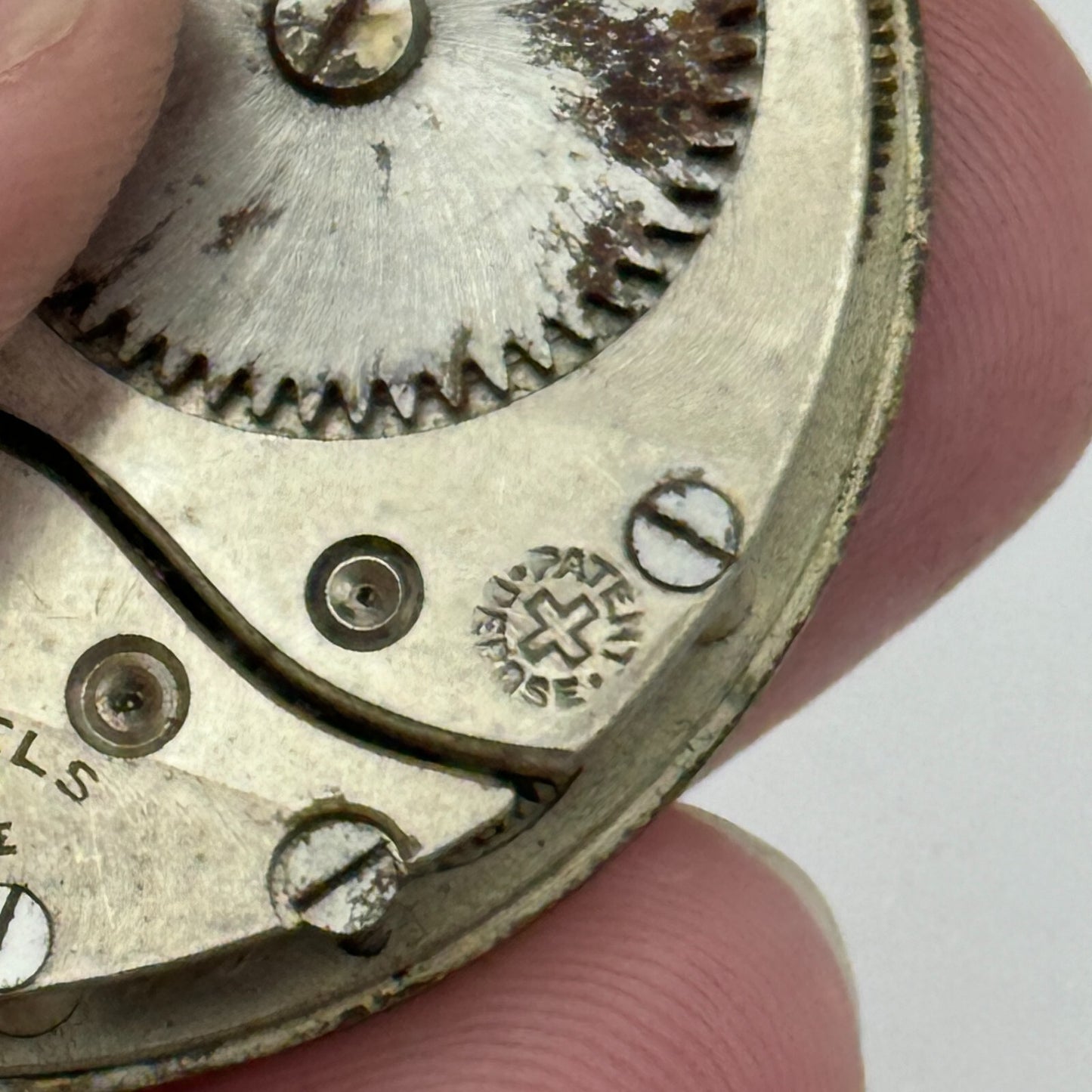 42.7mm Unidentified 7 Jewels Patent Depose Vintage Pocket Watch Movement PARTS