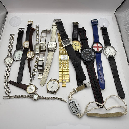 Bundle Of 16 Quartz Watches Modern / Vintage Untested Parts / Repair / Crafts