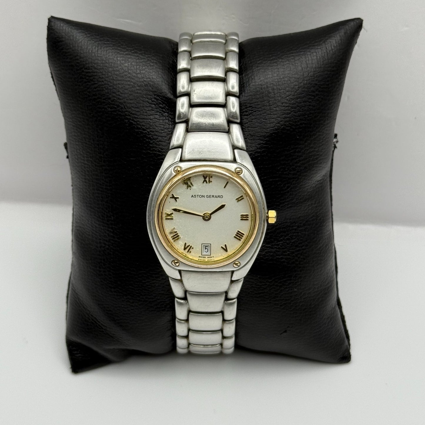 Aston Gerard Ladies Quartz Watch Date Dial Two Tone Bracelet 26mm PARTS REPAIR