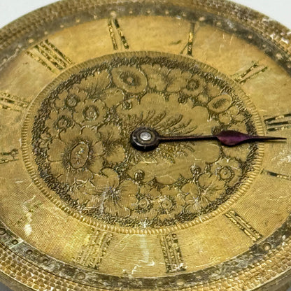 36.5mm Antique Key Wound Beautiful Gold Plated Dial Pocket Watch Movement PARTS