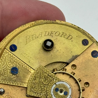 46.5mm Fattoroni & Sons Bradford Chronometer Makers Pocket Watch Movement PARTS