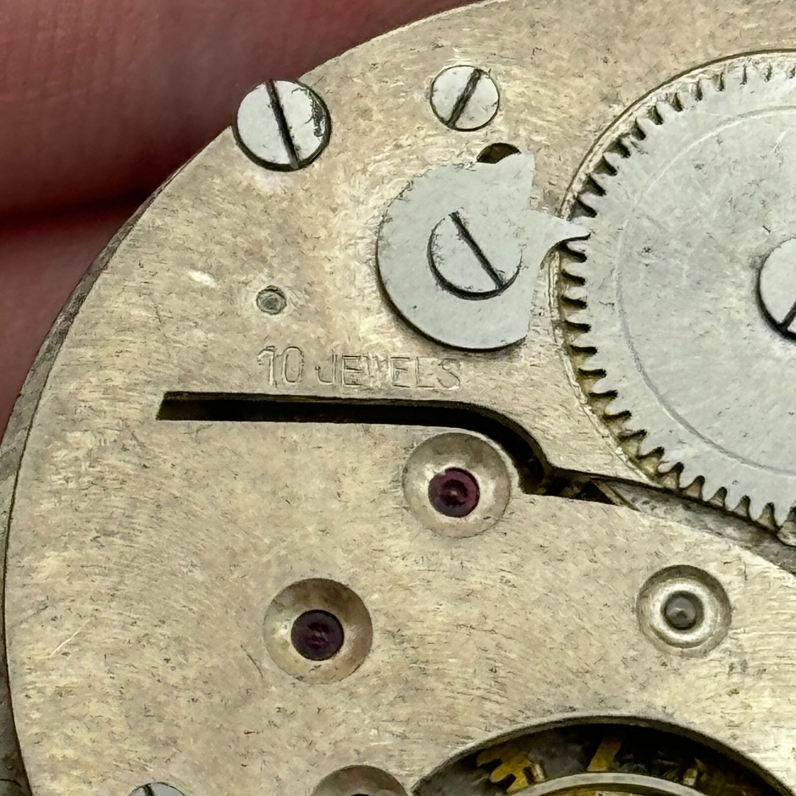 41.5mm 10 Jewels Unidentified Interesting Vintage Pocket Watch Movement PARTS