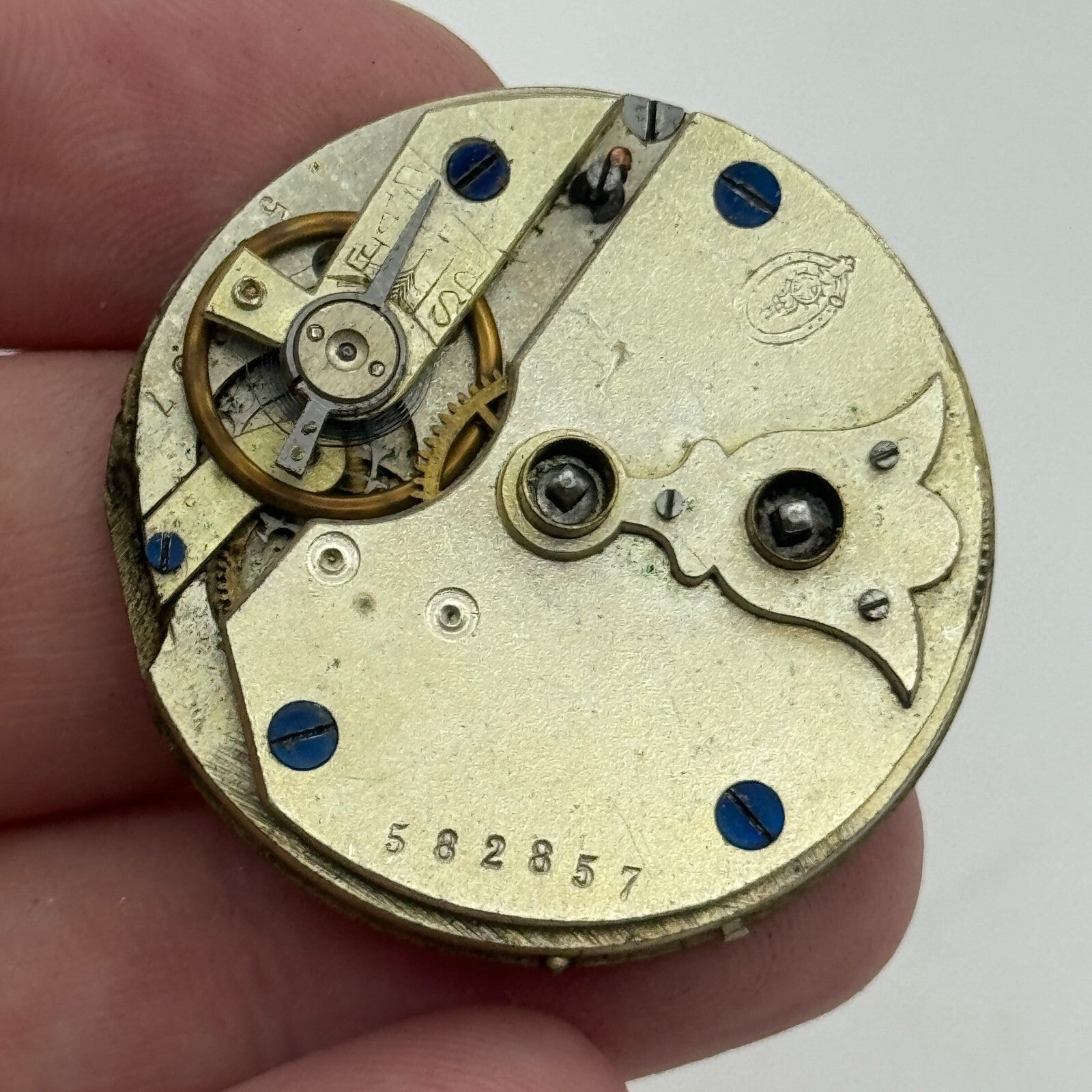 36.2mm Antique Unidentified Key Wound Pocket Watch Movement PARTS REPAIR SPARES