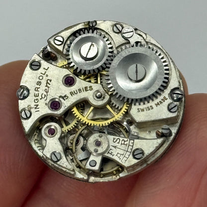 23.2mm Vintage Ingersoll Gem 15 Rubies Manual Wind Watch Movement PARTS REPAIR