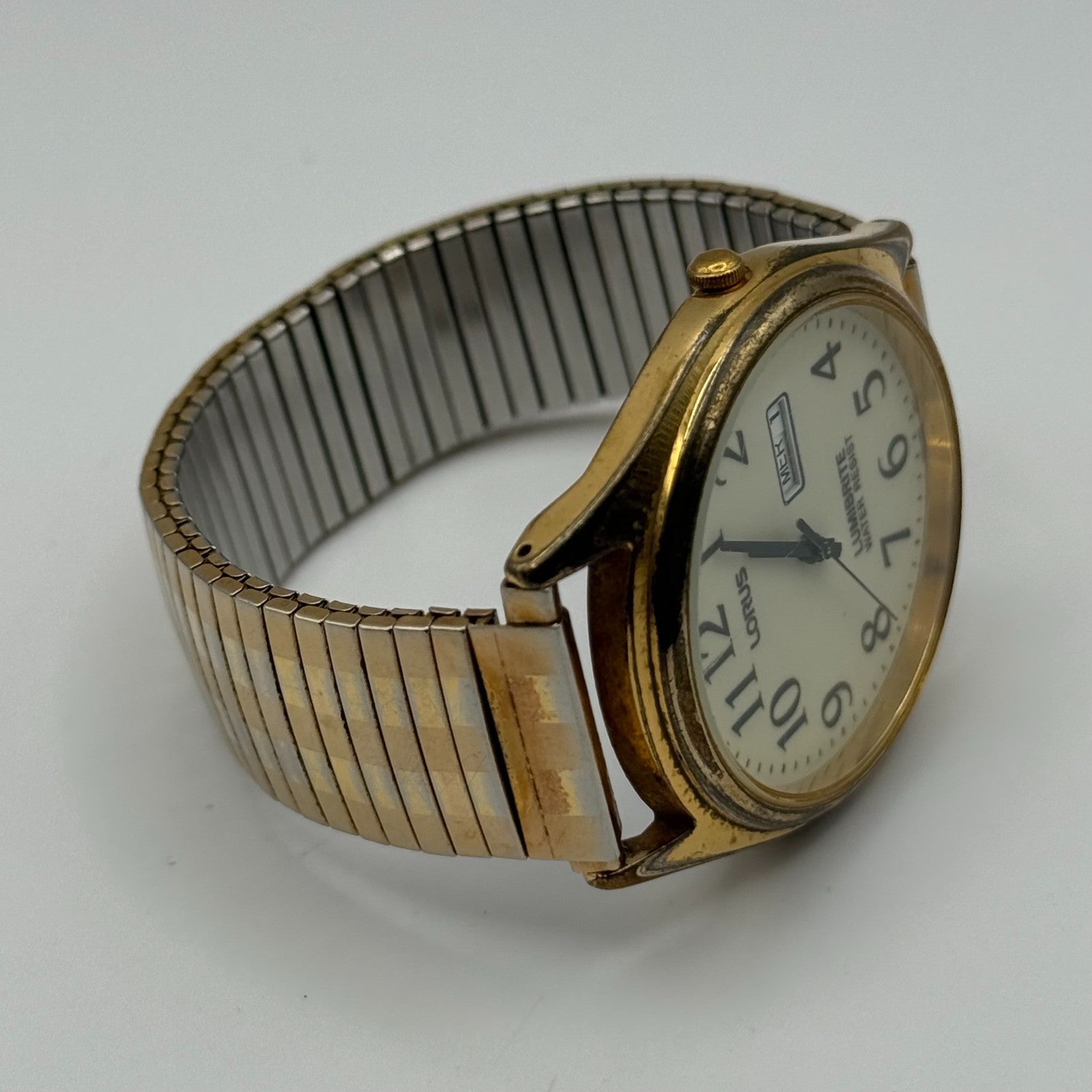 Lorus Lumibrite Ladies Quartz Watch Date Dial Stretch Band Japan Working 37mm