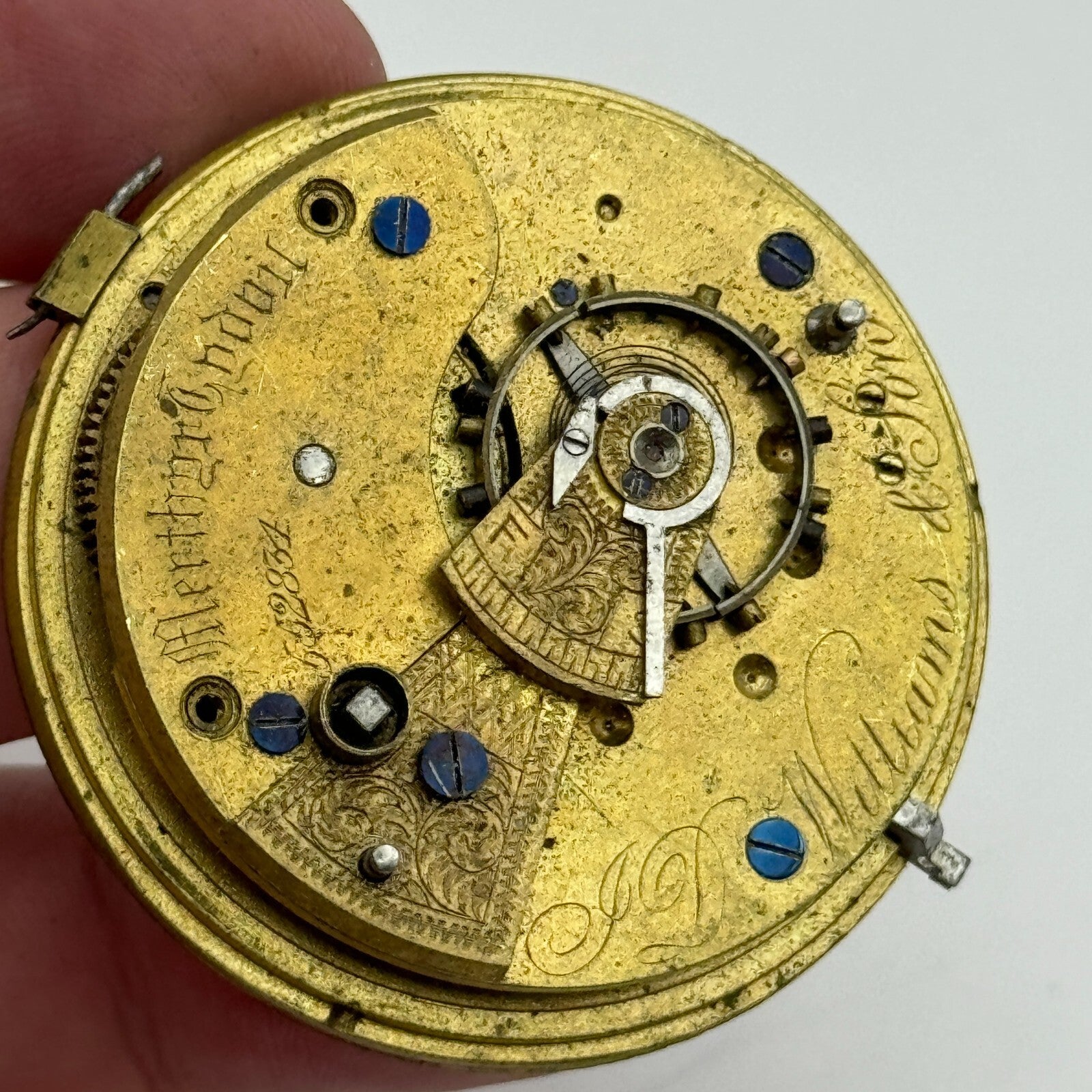44.8mm Antique J D Williams & Son Merthyr Tydvil Pocket Watch Movement PARTS