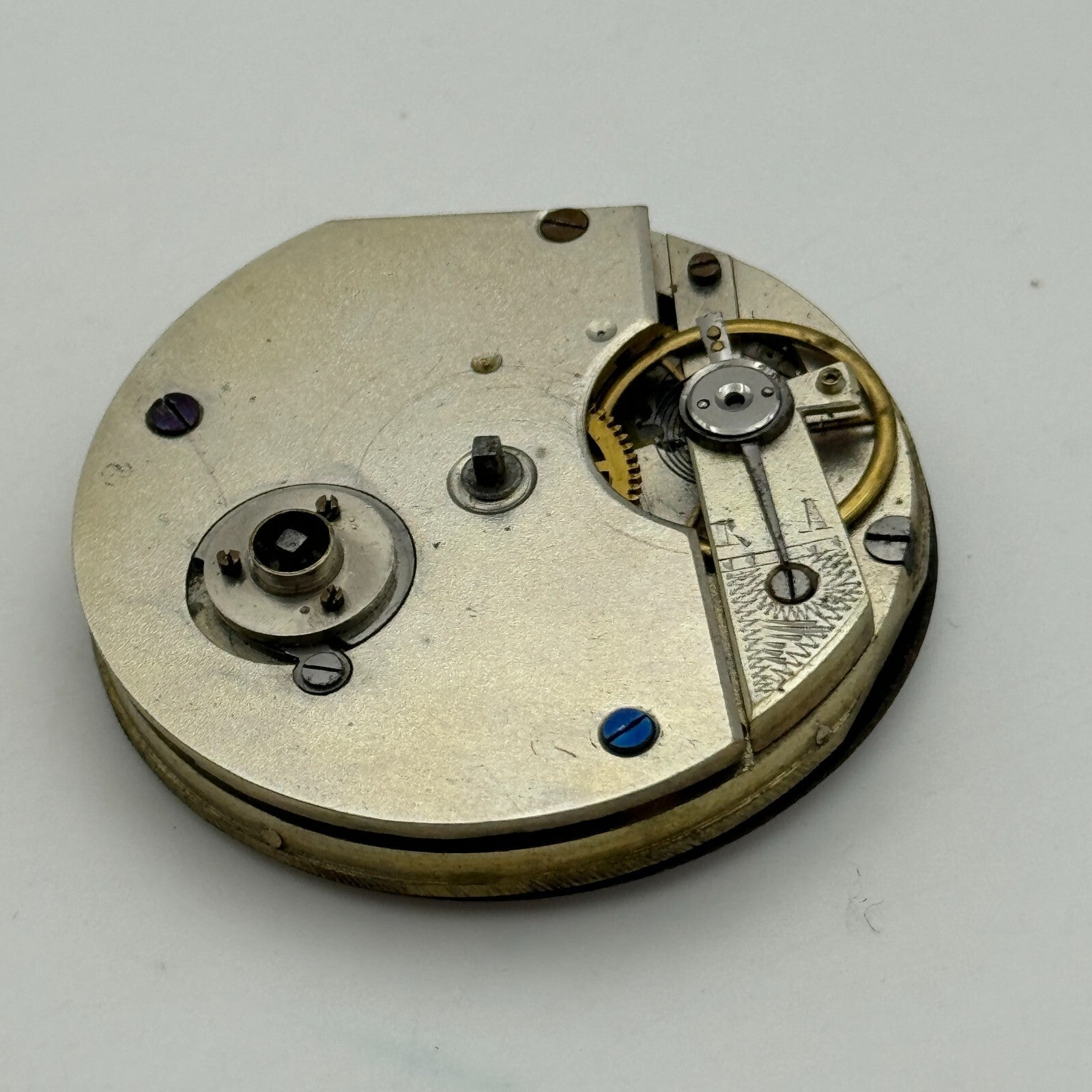 42.7mm Antique Key Wound Balance Intact Pocket Watch Movement Dial Hands PARTS