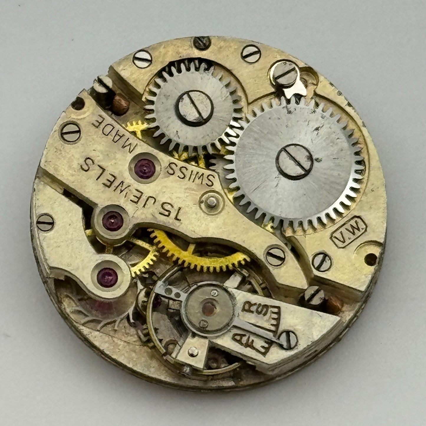 23.6mm Vertex V.W Marksman Manual Wind Swiss Made 15 Jewels Watch Movement PARTS