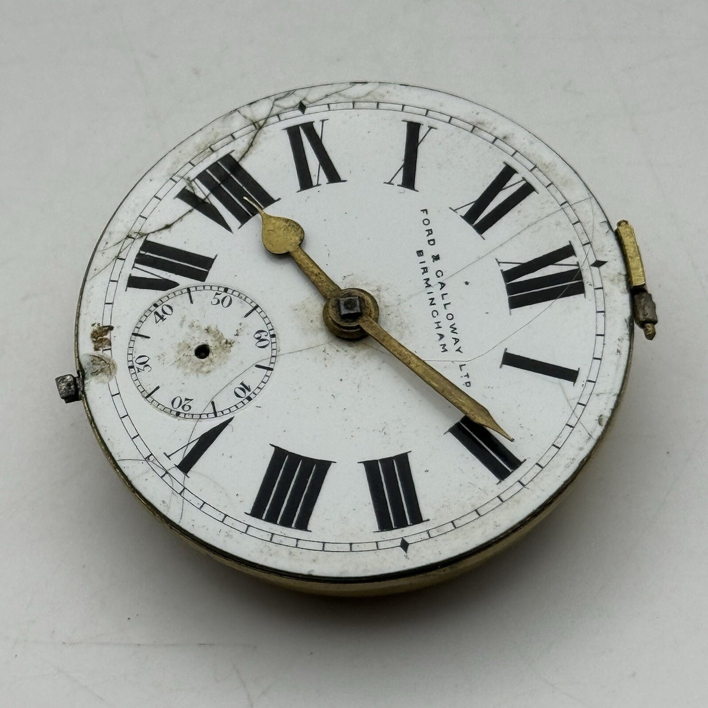 43.1mm Ford & Galloway LTD Birmingham Pocket Watch Movement FOR PARTS