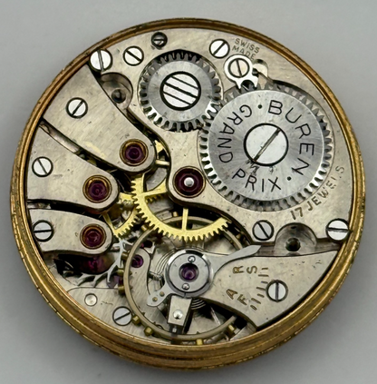 Buren 410 Grand Prix Watch Movement Manual Wind Vintage Parts Repair 25.1mm
