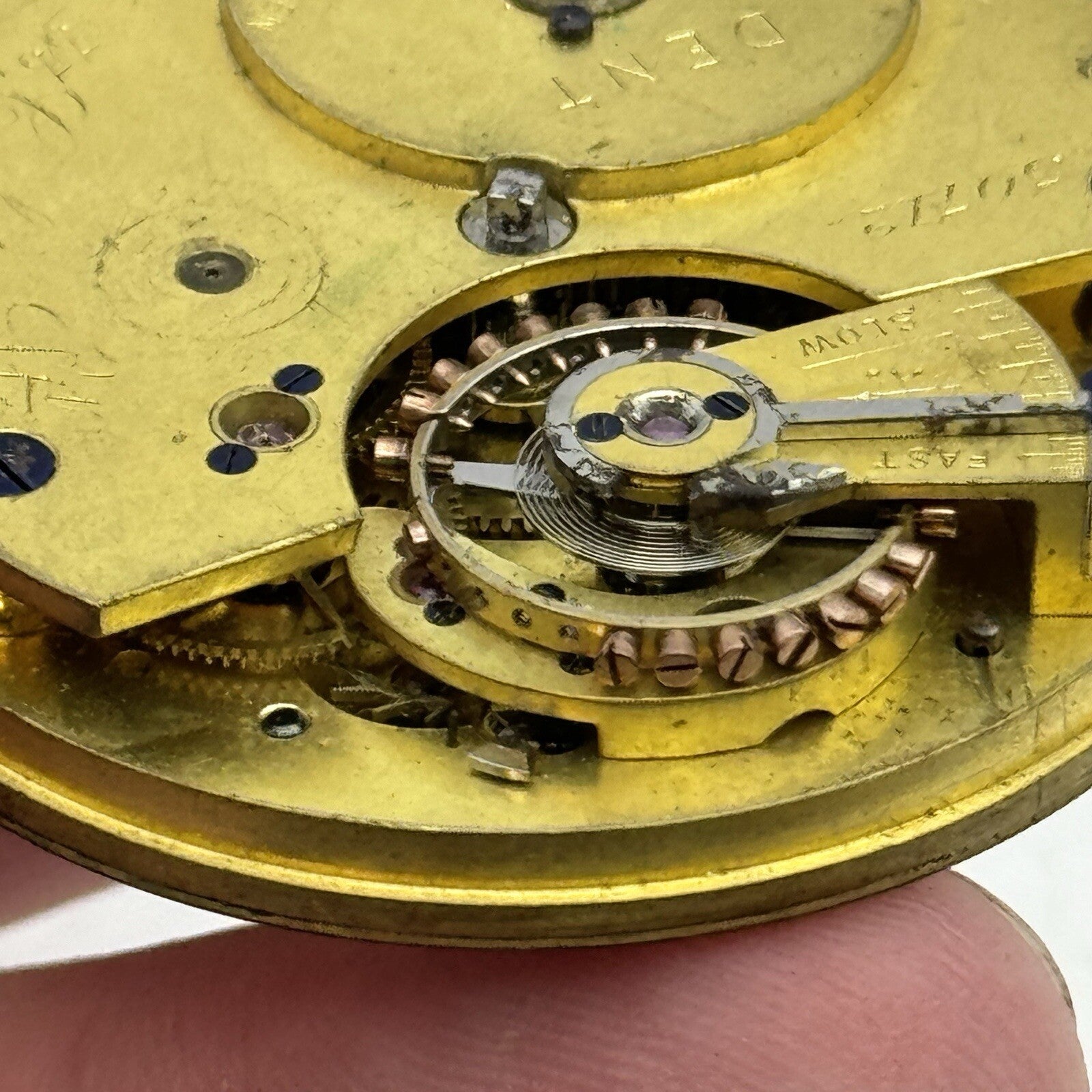 41.2mm Key Wound Dent 33 Cockspur Street London Pocket Watch Movement To Restore