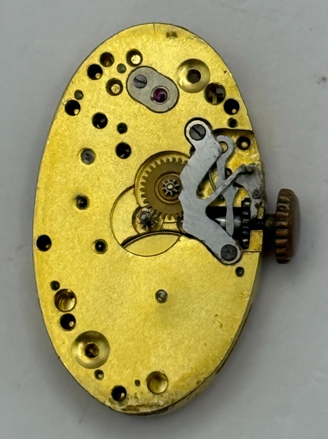 13.5mm Vintage High Grade Oval Brass Colour Manual Wind Watch Movement PARTS