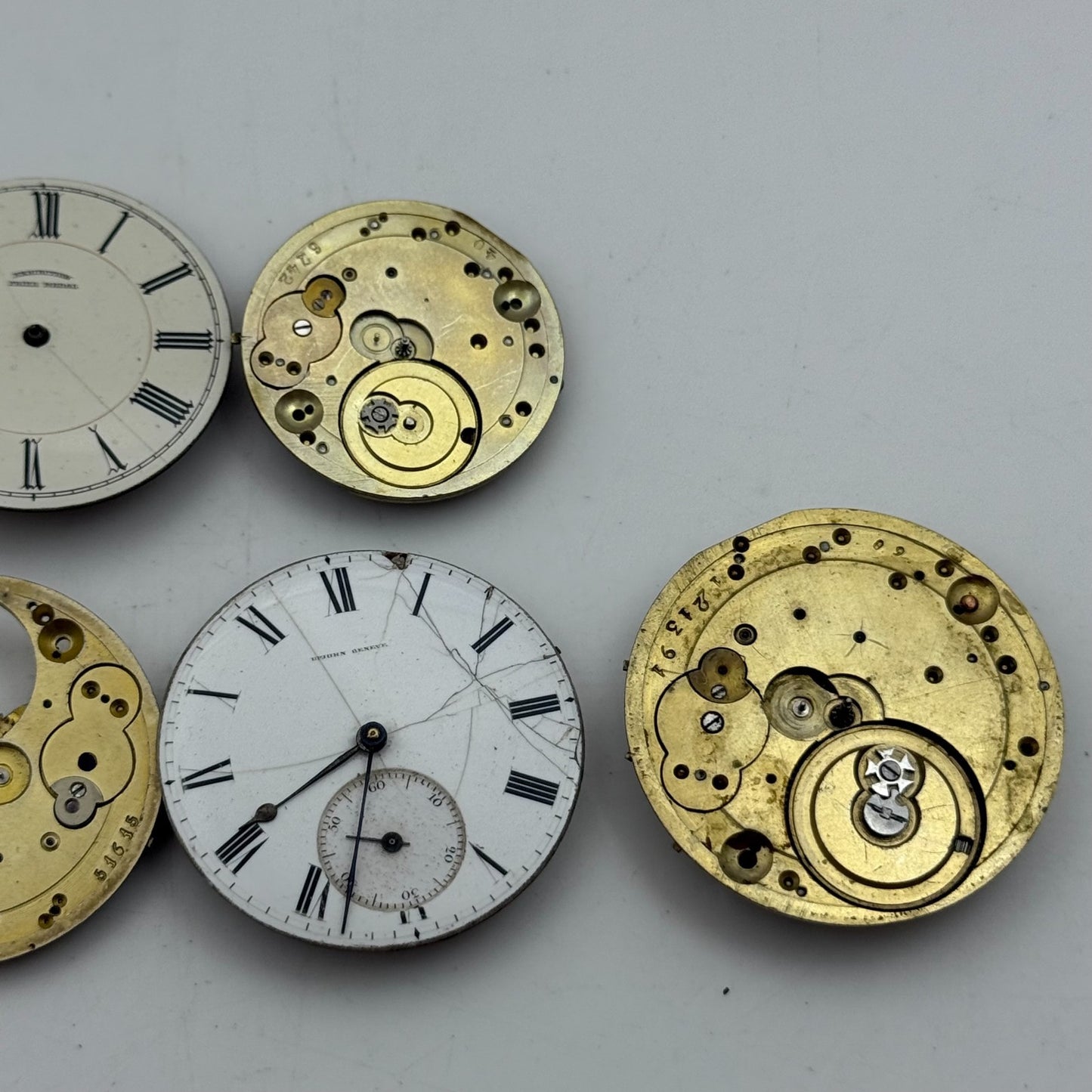 Bundle Of 7 Mixed Antique / Vintage Pocket Watch Movements PARTS REPAIR SPARES