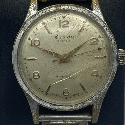 32mm Manual Wind Ensign Sweep Seconds Hand Watch NON WORKING FOR PARTS