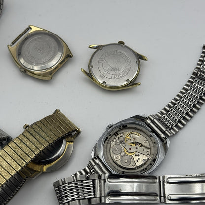 Bundle Of 6 Vintage Men’s Watches Mechanical Wind Up Job Lot Parts Repair Spares