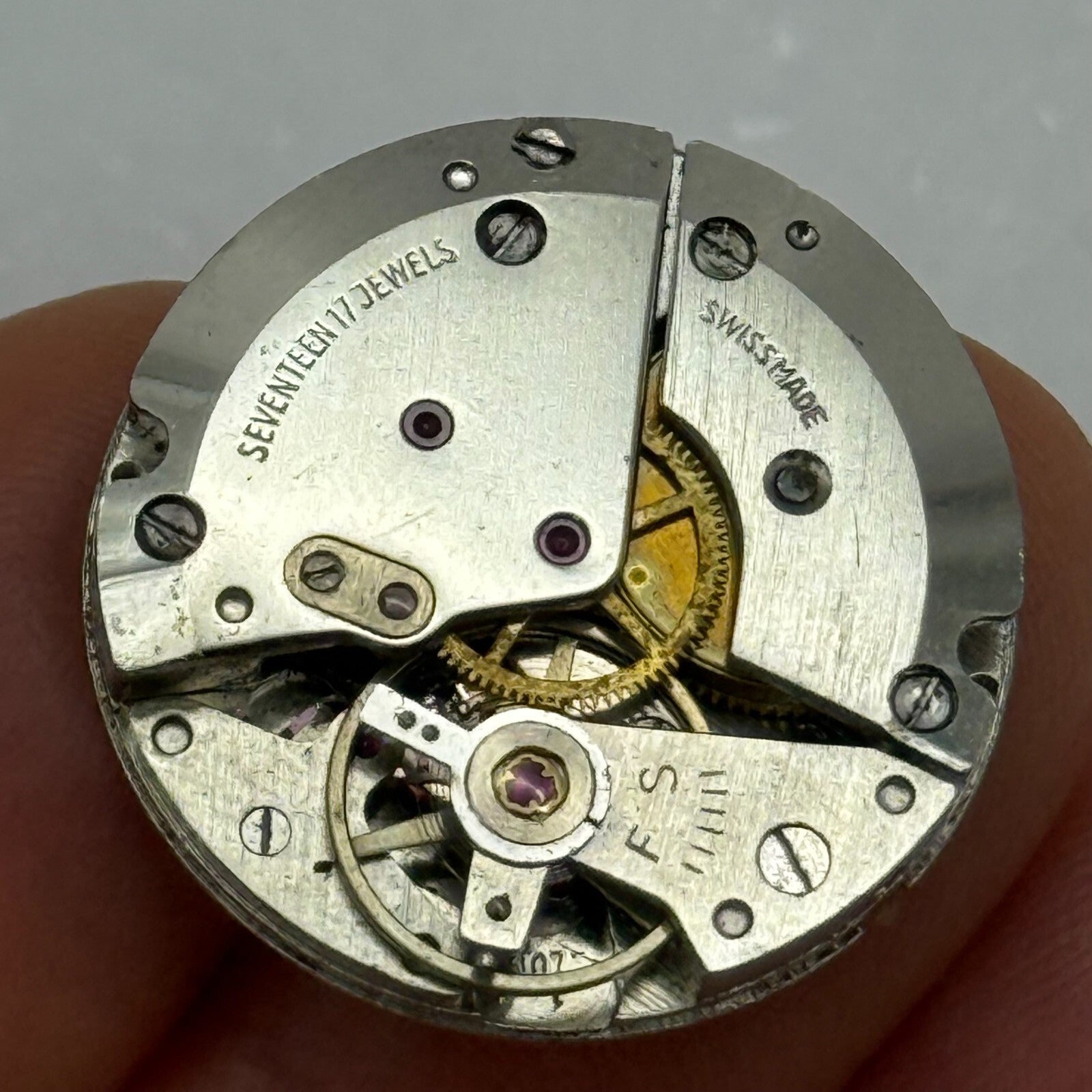 23.6mm Vintage Brac 107 Swiss Made Manual Wind Watch Movement PARTS REPAIR