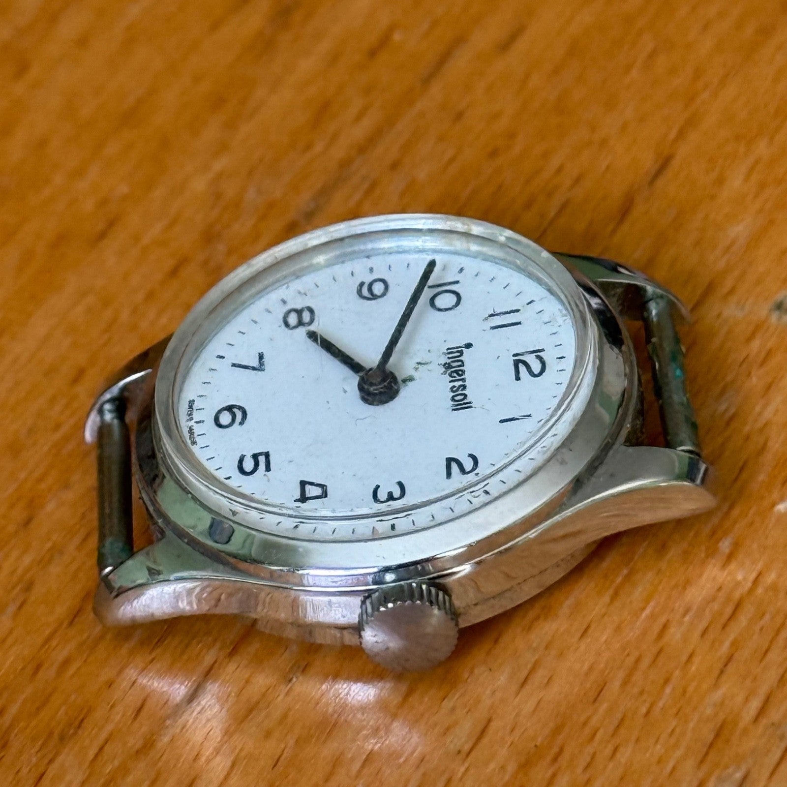 25mm Running Vintage Ingersoll White Dial Swiss Manual Wind Watch PARTS / REPAIR