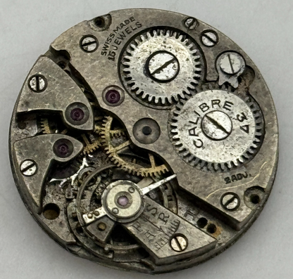 23.6mm Calibre 34 Swiss 15 Jewels Manual Wind Watch Movement Vintage PARTS SPARE