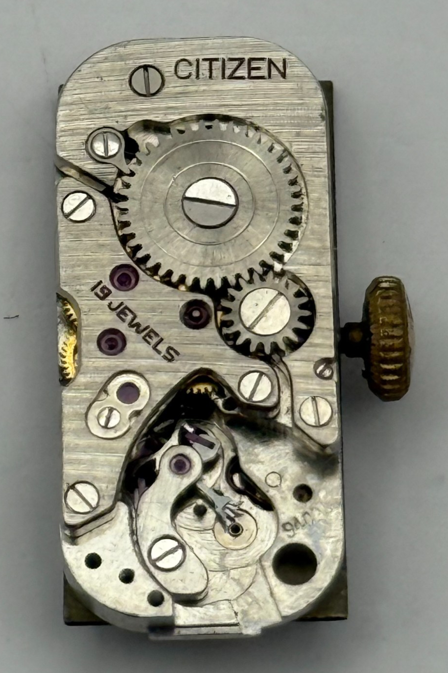 Citizen 9407 Parashock Baguette Watch Movement Manual Wind Vintage Parts 10.2mm