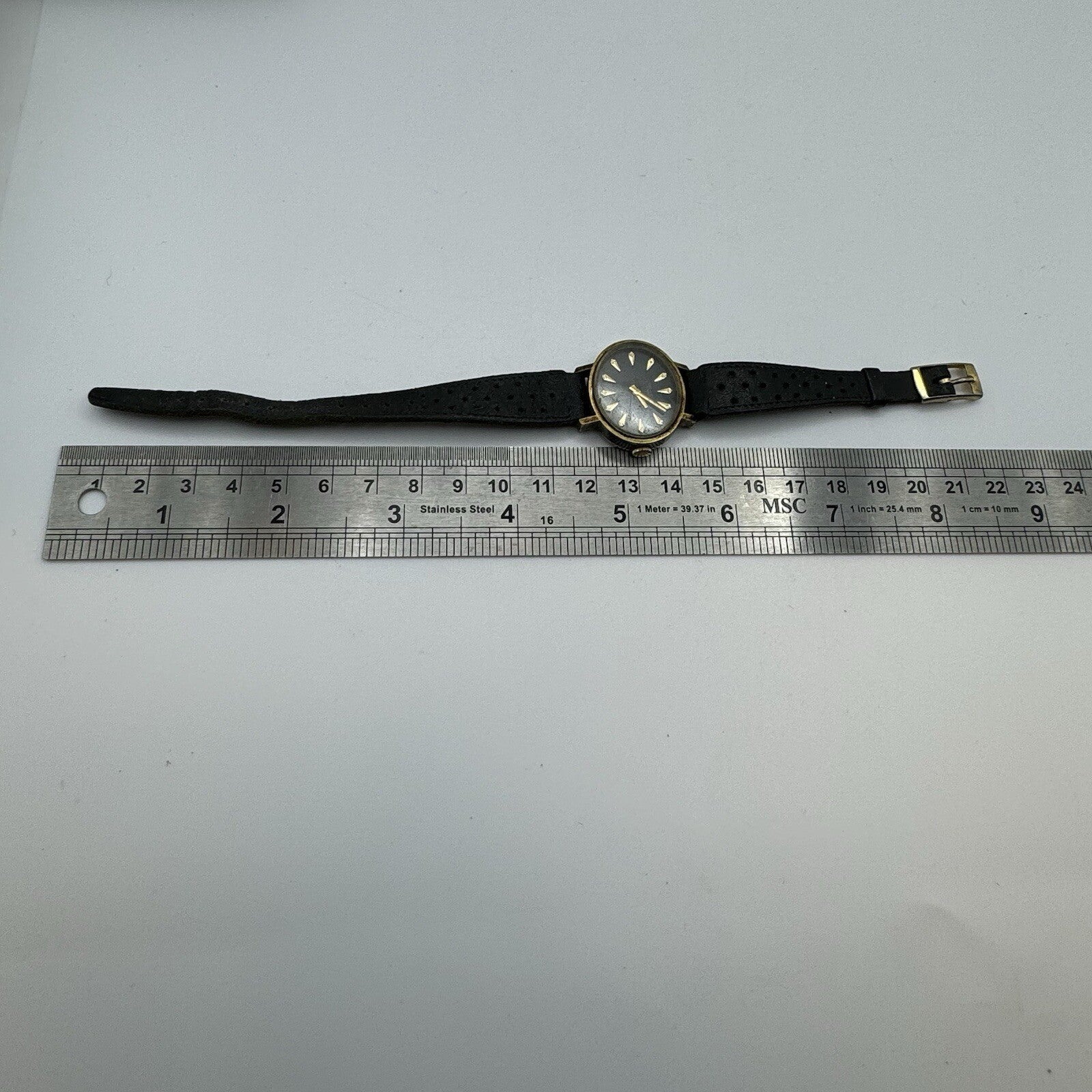 27mm Ladies Manual Wind Excalibur Black Dial Swiss Watch To Repair Non Working