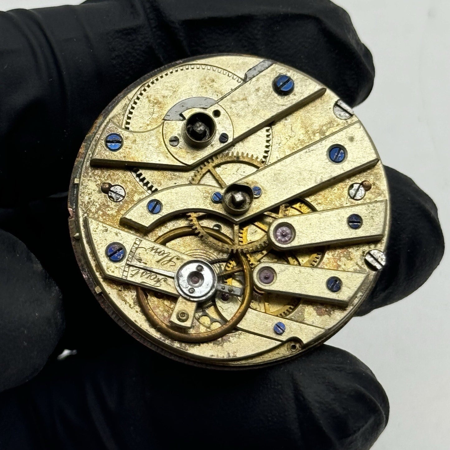 34.9mm Quality White Porcelain Dial Cylinder Watch Movement FOR PARTS