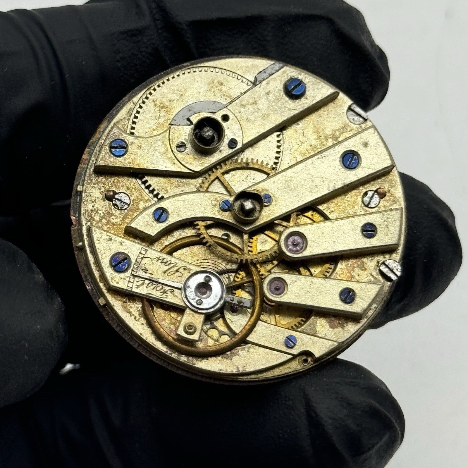 34.9mm Quality White Porcelain Dial Cylinder Watch Movement FOR PARTS