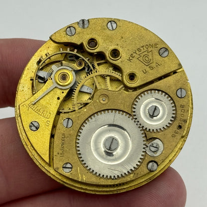 43.1mm Vintage Keystone USA 15 Jewels Swiss Hunter Pocket Watch Movement PARTS