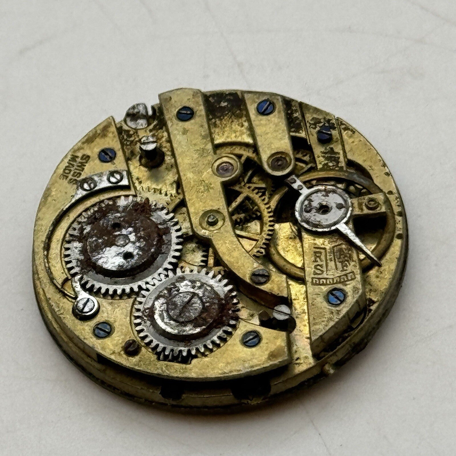 28.2mm Beautiful Gold Patterned Dial Cylinder Watch Movement For Parts Repair