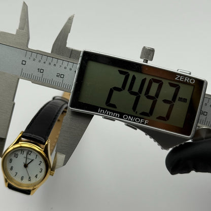 Sekonda Ladies Quartz Watch Gold Tone White Dial Leather Strap Working 25mm