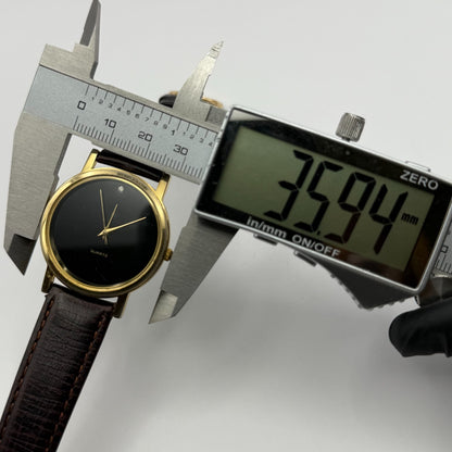 Jules Legassi Unisex Quartz Watch Genuine Diamond Black Dial Japan Working 34mm