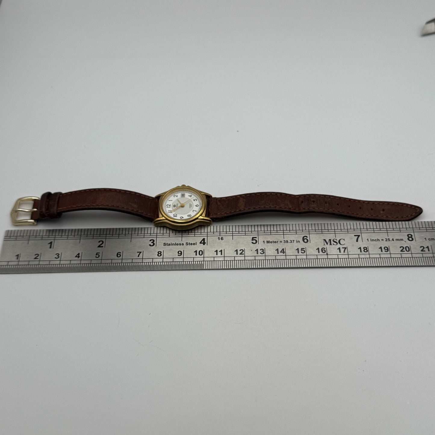 Royal London Ladies Quartz Watch RL-2199 Date Dial Brown Strap Working 26mm
