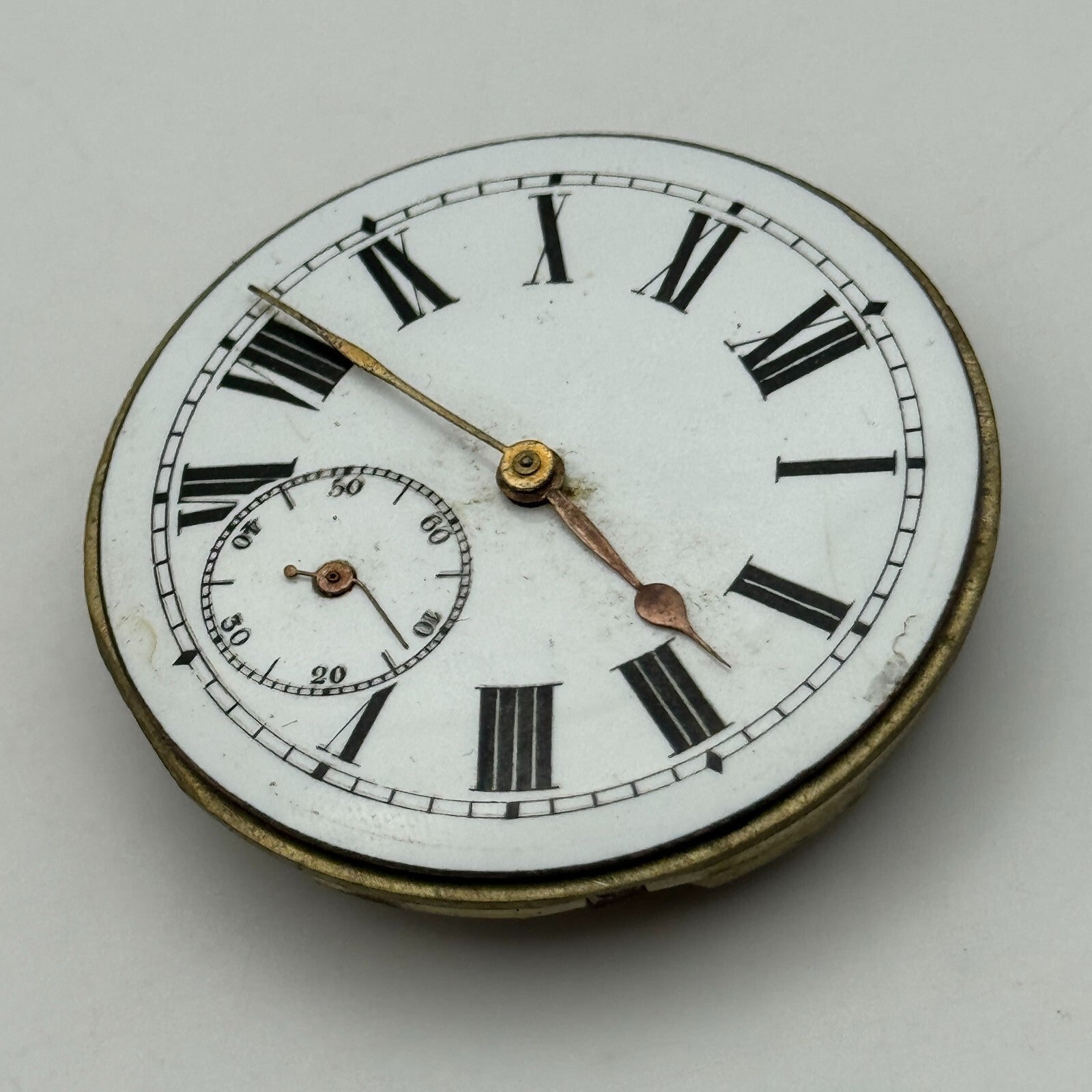 43.2mm Antique Key Wound Balance Intact Pocket Watch Movement Dial Hands PARTS