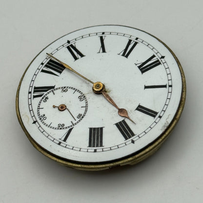 43.2mm Antique Key Wound Balance Intact Pocket Watch Movement Dial Hands PARTS