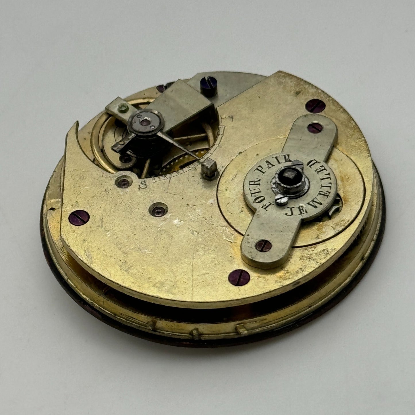 46.4mm Antique Four Pair Jewelled Unique Key Wound Pocket Watch Movement PARTS