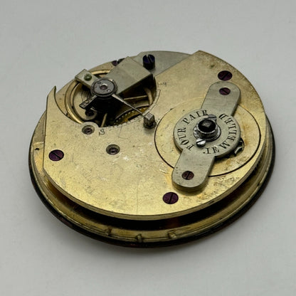 46.4mm Antique Four Pair Jewelled Unique Key Wound Pocket Watch Movement PARTS