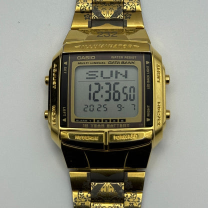 Casio Men’s Illuminator Quartz Watch Data Bank Dual Time Gold Tone Working 35mm