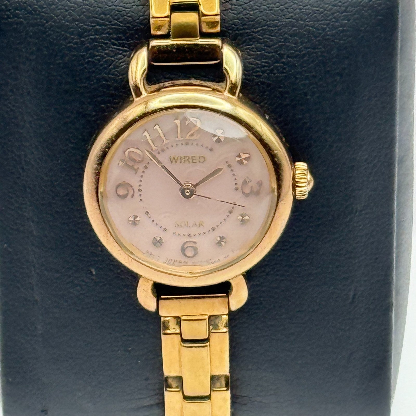 Seiko Wired Solar V117A Ladies Quartz Watch Gold Tone Bracelet 23mm UNTESTED