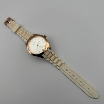 Henley Ladies Quartz Watch White Dial Rose Gold Tone Case Japan Working 40mm