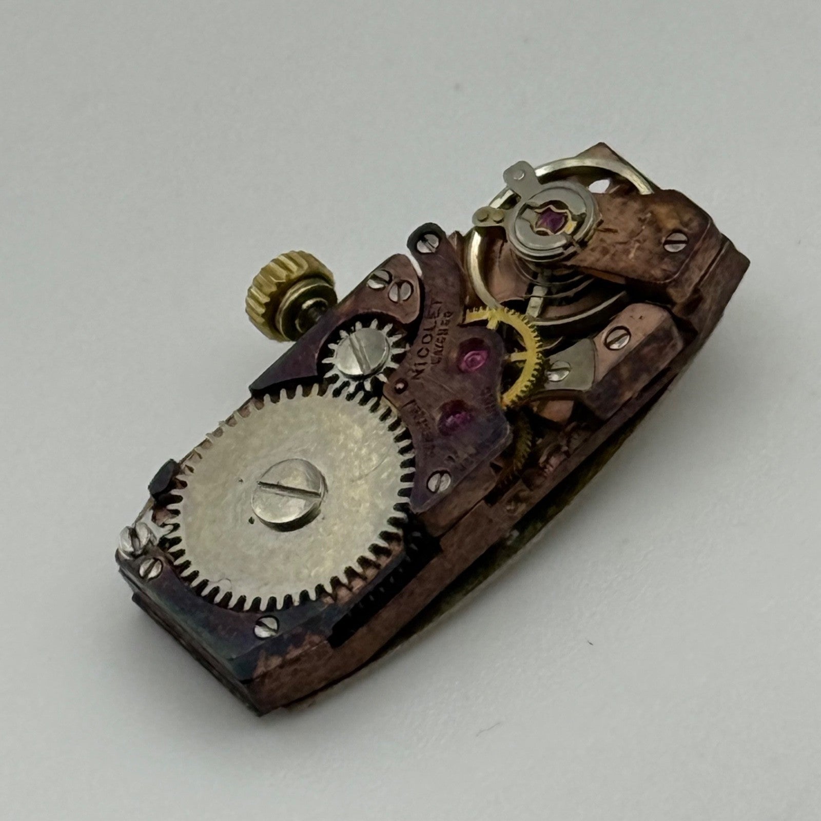 9mm  Vintage Bulova Ladies Baguette Tank Nicolet Swiss Watch Movement FOR PARTS