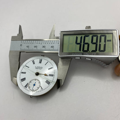 46.9mm Antique H Samuel Manchester Key Wound Swiss Pocket Watch Movement PARTS