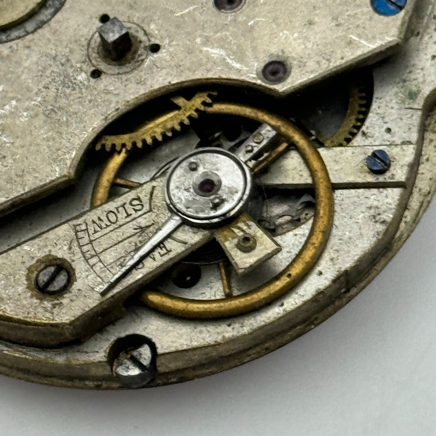 47.5mm Antique Key Wound Roman Numerals Pocket Watch Movement Dial PARTS REPAIR